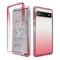 Ultra-thin Transparent Gel Gradient Soft Matte Finish Front and Back Case 360 Degrees Cover for Google Pixel 6a 5G Red