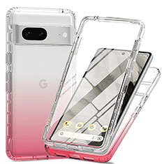 Ultra-thin Transparent Gel Gradient Soft Matte Finish Front and Back Case 360 Degrees Cover for Google Pixel 7 5G Red