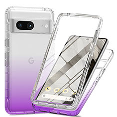 Ultra-thin Transparent Gel Gradient Soft Matte Finish Front and Back Case 360 Degrees Cover for Google Pixel 7a 5G Purple