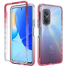 Ultra-thin Transparent Gel Gradient Soft Matte Finish Front and Back Case 360 Degrees Cover for Huawei Nova 9 SE Red