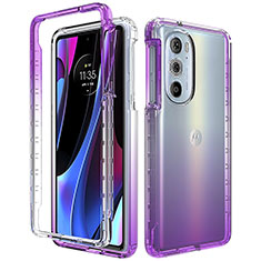 Ultra-thin Transparent Gel Gradient Soft Matte Finish Front and Back Case 360 Degrees Cover for Motorola Moto Edge Plus (2022) 5G Purple