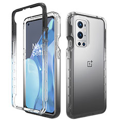 Ultra-thin Transparent Gel Gradient Soft Matte Finish Front and Back Case 360 Degrees Cover for OnePlus 9 Pro 5G Dark Gray