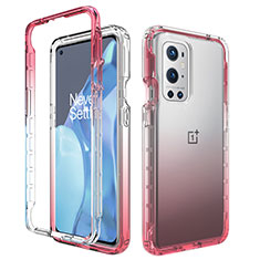 Ultra-thin Transparent Gel Gradient Soft Matte Finish Front and Back Case 360 Degrees Cover for OnePlus 9 Pro 5G Red