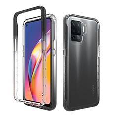 Ultra-thin Transparent Gel Gradient Soft Matte Finish Front and Back Case 360 Degrees Cover for Oppo F19 Pro Black