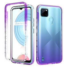 Ultra-thin Transparent Gel Gradient Soft Matte Finish Front and Back Case 360 Degrees Cover for Realme C21Y Purple