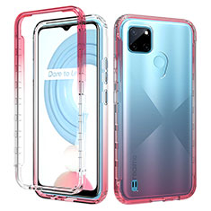 Ultra-thin Transparent Gel Gradient Soft Matte Finish Front and Back Case 360 Degrees Cover for Realme C25Y India Red