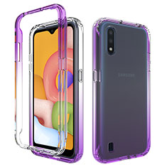 Ultra-thin Transparent Gel Gradient Soft Matte Finish Front and Back Case 360 Degrees Cover for Samsung Galaxy A01 SM-A015 Purple