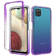 Ultra-thin Transparent Gel Gradient Soft Matte Finish Front and Back Case 360 Degrees Cover for Samsung Galaxy A12 Purple