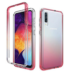 Ultra-thin Transparent Gel Gradient Soft Matte Finish Front and Back Case 360 Degrees Cover for Samsung Galaxy A30S Red