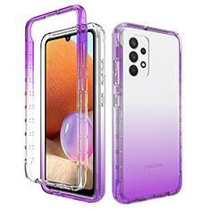 Ultra-thin Transparent Gel Gradient Soft Matte Finish Front and Back Case 360 Degrees Cover for Samsung Galaxy A32 4G Purple