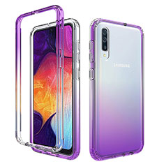 Ultra-thin Transparent Gel Gradient Soft Matte Finish Front and Back Case 360 Degrees Cover for Samsung Galaxy A50S Purple