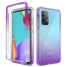 Ultra-thin Transparent Gel Gradient Soft Matte Finish Front and Back Case 360 Degrees Cover for Samsung Galaxy A52 5G Purple