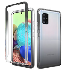 Ultra-thin Transparent Gel Gradient Soft Matte Finish Front and Back Case 360 Degrees Cover for Samsung Galaxy A71 5G Dark Gray