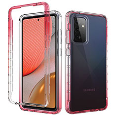 Ultra-thin Transparent Gel Gradient Soft Matte Finish Front and Back Case 360 Degrees Cover for Samsung Galaxy A72 4G Red