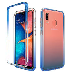 Ultra-thin Transparent Gel Gradient Soft Matte Finish Front and Back Case 360 Degrees Cover for Samsung Galaxy M10S Blue