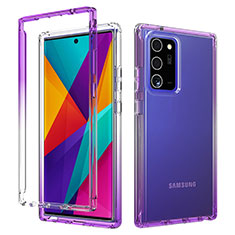 Ultra-thin Transparent Gel Gradient Soft Matte Finish Front and Back Case 360 Degrees Cover for Samsung Galaxy Note 20 Ultra 5G Purple