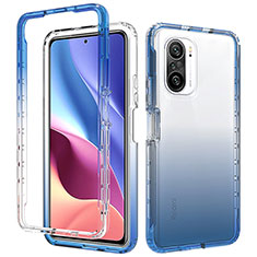 Ultra-thin Transparent Gel Gradient Soft Matte Finish Front and Back Case 360 Degrees Cover for Xiaomi Poco F3 5G Blue