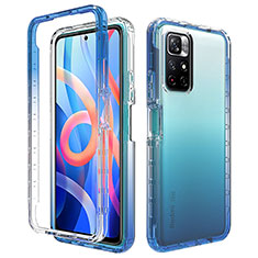 Ultra-thin Transparent Gel Gradient Soft Matte Finish Front and Back Case 360 Degrees Cover for Xiaomi Poco M4 Pro 5G Blue