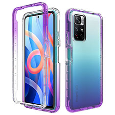 Ultra-thin Transparent Gel Gradient Soft Matte Finish Front and Back Case 360 Degrees Cover for Xiaomi Poco M4 Pro 5G Purple