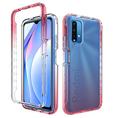 Ultra-thin Transparent Gel Gradient Soft Matte Finish Front and Back Case 360 Degrees Cover for Xiaomi Redmi 9 Power Red