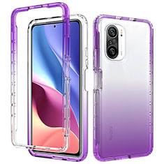 Ultra-thin Transparent Gel Gradient Soft Matte Finish Front and Back Case 360 Degrees Cover for Xiaomi Redmi K40 Pro 5G Purple