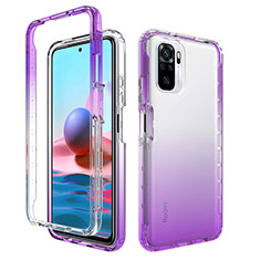 Ultra-thin Transparent Gel Gradient Soft Matte Finish Front and Back Case 360 Degrees Cover for Xiaomi Redmi Note 10 4G Purple