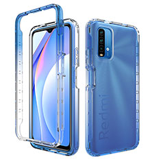 Ultra-thin Transparent Gel Gradient Soft Matte Finish Front and Back Case 360 Degrees Cover for Xiaomi Redmi Note 9 4G Blue