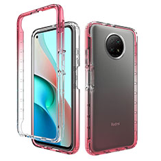 Ultra-thin Transparent Gel Gradient Soft Matte Finish Front and Back Case 360 Degrees Cover for Xiaomi Redmi Note 9T 5G Red