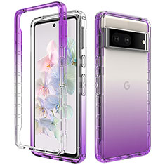 Ultra-thin Transparent Gel Gradient Soft Matte Finish Front and Back Case 360 Degrees Cover JX1 for Google Pixel 7 5G Purple