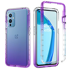 Ultra-thin Transparent Gel Gradient Soft Matte Finish Front and Back Case 360 Degrees Cover JX1 for OnePlus 9 5G Purple