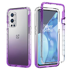 Ultra-thin Transparent Gel Gradient Soft Matte Finish Front and Back Case 360 Degrees Cover JX1 for OnePlus 9 Pro 5G Purple