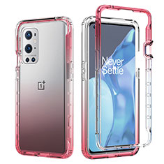 Ultra-thin Transparent Gel Gradient Soft Matte Finish Front and Back Case 360 Degrees Cover JX1 for OnePlus 9 Pro 5G Red