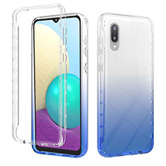 Ultra-thin Transparent Gel Gradient Soft Matte Finish Front and Back Case 360 Degrees Cover JX1 for Samsung Galaxy A02 Blue