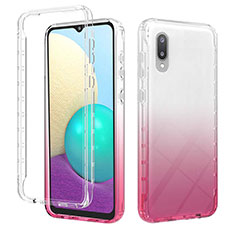 Ultra-thin Transparent Gel Gradient Soft Matte Finish Front and Back Case 360 Degrees Cover JX1 for Samsung Galaxy A02 Pink