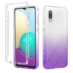 Ultra-thin Transparent Gel Gradient Soft Matte Finish Front and Back Case 360 Degrees Cover JX1 for Samsung Galaxy A02 Purple