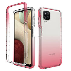 Ultra-thin Transparent Gel Gradient Soft Matte Finish Front and Back Case 360 Degrees Cover JX1 for Samsung Galaxy A12 Hot Pink