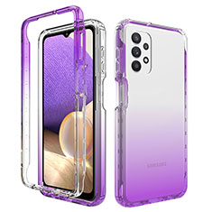 Ultra-thin Transparent Gel Gradient Soft Matte Finish Front and Back Case 360 Degrees Cover JX1 for Samsung Galaxy A32 5G Purple