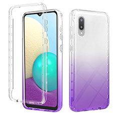 Ultra-thin Transparent Gel Gradient Soft Matte Finish Front and Back Case 360 Degrees Cover JX1 for Samsung Galaxy M02 Purple