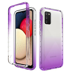 Ultra-thin Transparent Gel Gradient Soft Matte Finish Front and Back Case 360 Degrees Cover JX4 for Samsung Galaxy A02s Purple