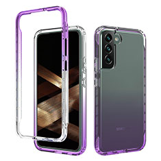 Ultra-thin Transparent Gel Gradient Soft Matte Finish Front and Back Case 360 Degrees Cover M01 for Samsung Galaxy S25 Plus 5G Purple