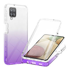Ultra-thin Transparent Gel Gradient Soft Matte Finish Front and Back Case 360 Degrees Cover YB1 for Samsung Galaxy A12 5G Purple