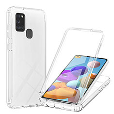 Ultra-thin Transparent Gel Gradient Soft Matte Finish Front and Back Case 360 Degrees Cover YB1 for Samsung Galaxy A21s Clear