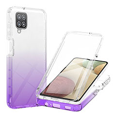 Ultra-thin Transparent Gel Gradient Soft Matte Finish Front and Back Case 360 Degrees Cover YB1 for Samsung Galaxy F12 Purple