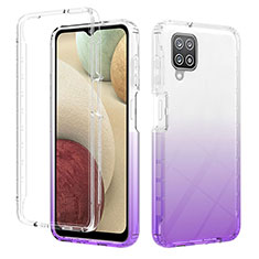 Ultra-thin Transparent Gel Gradient Soft Matte Finish Front and Back Case 360 Degrees Cover YB2 for Samsung Galaxy A12 Purple