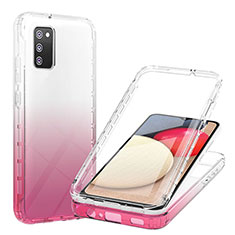 Ultra-thin Transparent Gel Gradient Soft Matte Finish Front and Back Case 360 Degrees Cover ZJ1 for Samsung Galaxy A02s Pink