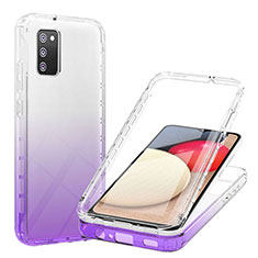 Ultra-thin Transparent Gel Gradient Soft Matte Finish Front and Back Case 360 Degrees Cover ZJ1 for Samsung Galaxy A02s Purple