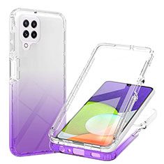 Ultra-thin Transparent Gel Gradient Soft Matte Finish Front and Back Case 360 Degrees Cover ZJ1 for Samsung Galaxy A22 4G Purple