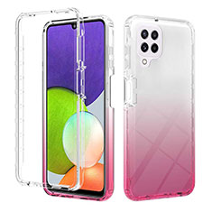 Ultra-thin Transparent Gel Gradient Soft Matte Finish Front and Back Case 360 Degrees Cover ZJ2 for Samsung Galaxy A22 4G Pink