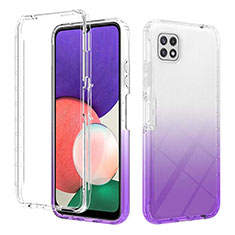 Ultra-thin Transparent Gel Gradient Soft Matte Finish Front and Back Case 360 Degrees Cover ZJ2 for Samsung Galaxy A22 5G Purple