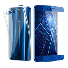 Ultra-thin Transparent Gel Soft Case with Screen Protector for Huawei Honor 9 Blue